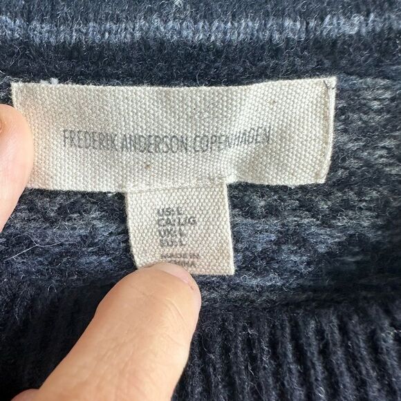 Frederik Anderson Copenhagen Lambs Wool Striped Crew Neck Sweater Fall Sz Large - Picture 3 of 6